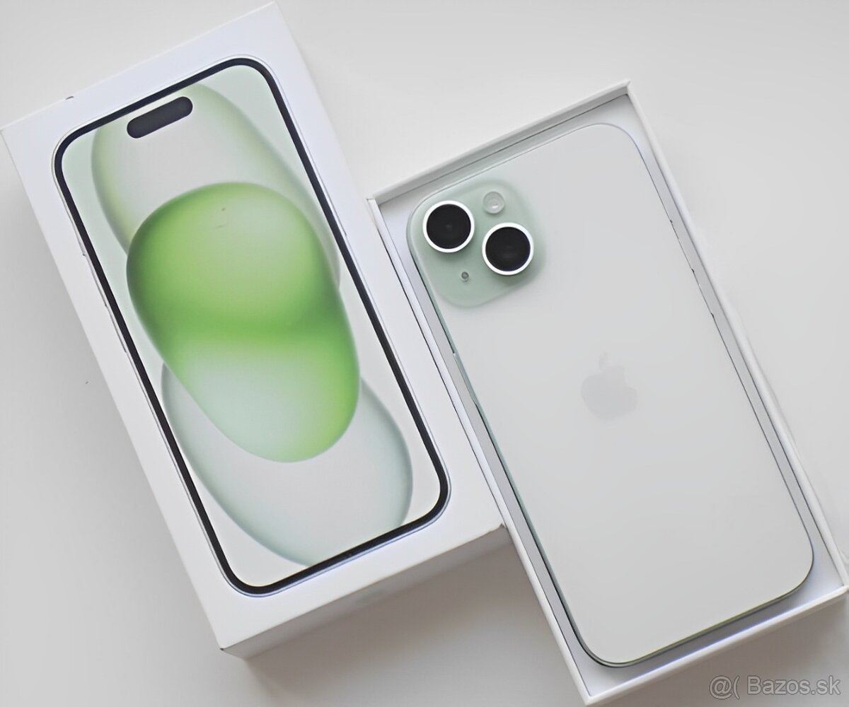 iPhone 15 Green BATERIE 100% TOP