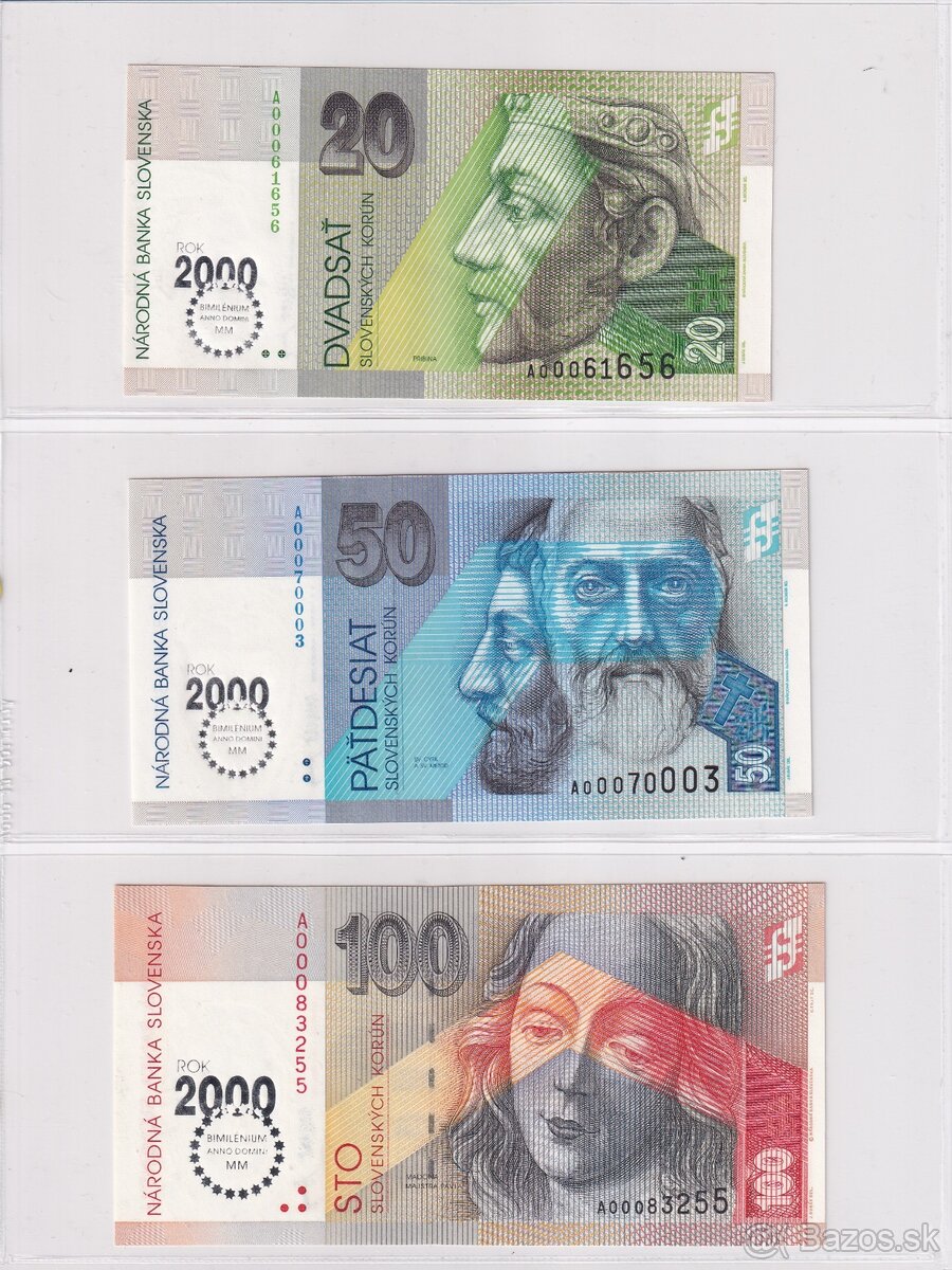 Sada Slovensko Bimilénium 20+50+100Sk UNC