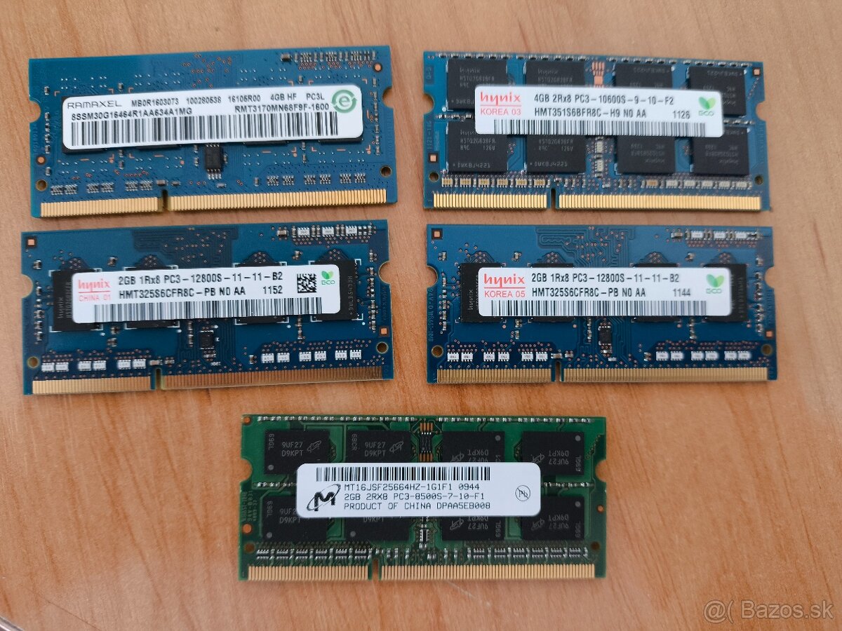 Pamäte DDR3 SO-DIMM: 2ks 4GB; 3ks 2GB