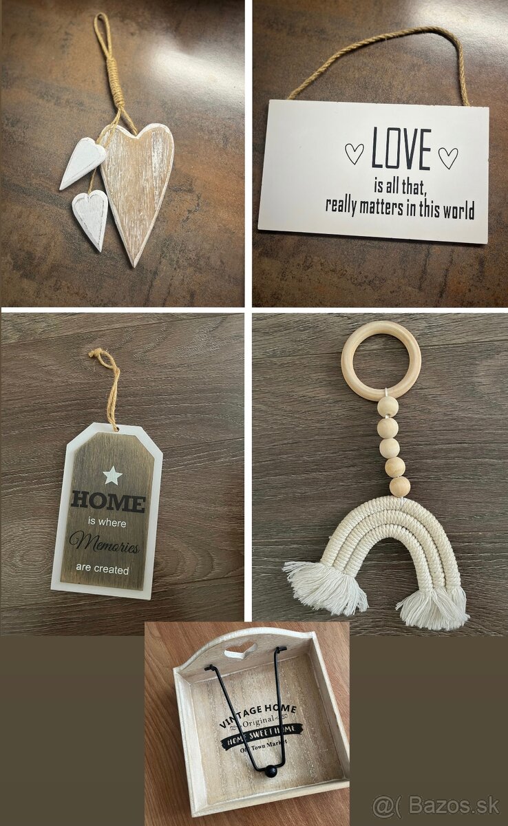 Drevena dekoracia zavesna a držiak na servitky