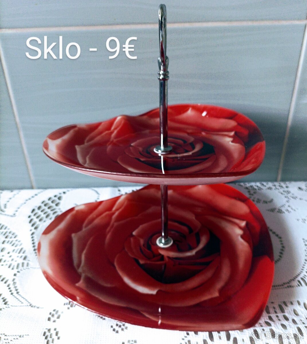 Etažér - sklo , porcelán