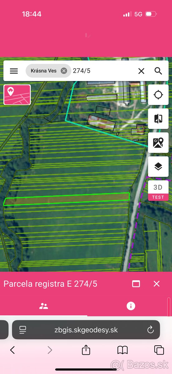 Predaj pozemku v obci Krásna Ves výmera 1246 m2