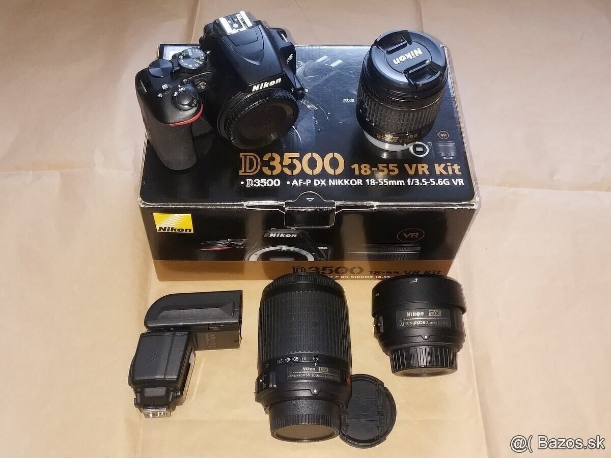 Nikon D3500, objektívy, blesk