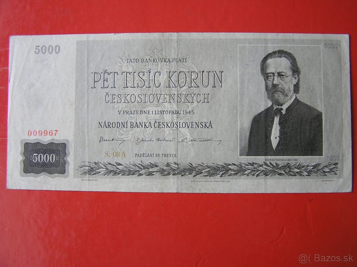 ČESKOSLOVENSKÉ BANKOVKY: 5000-KORÚN-1945