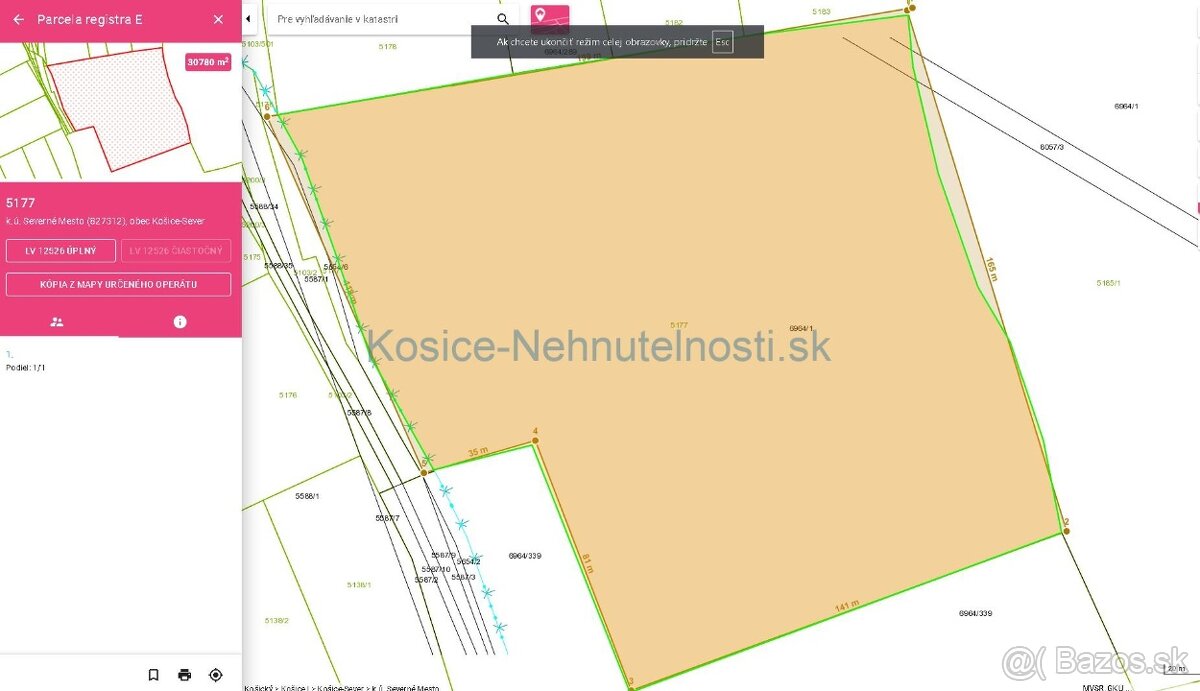 Vhodné pre developera – 30780 m2 poz intravilán Košice Sever