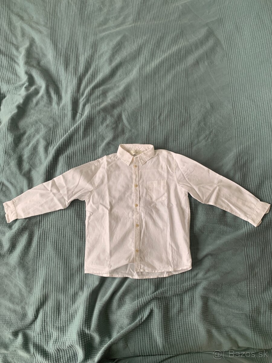 Biela lanová košeľa H&M, 122