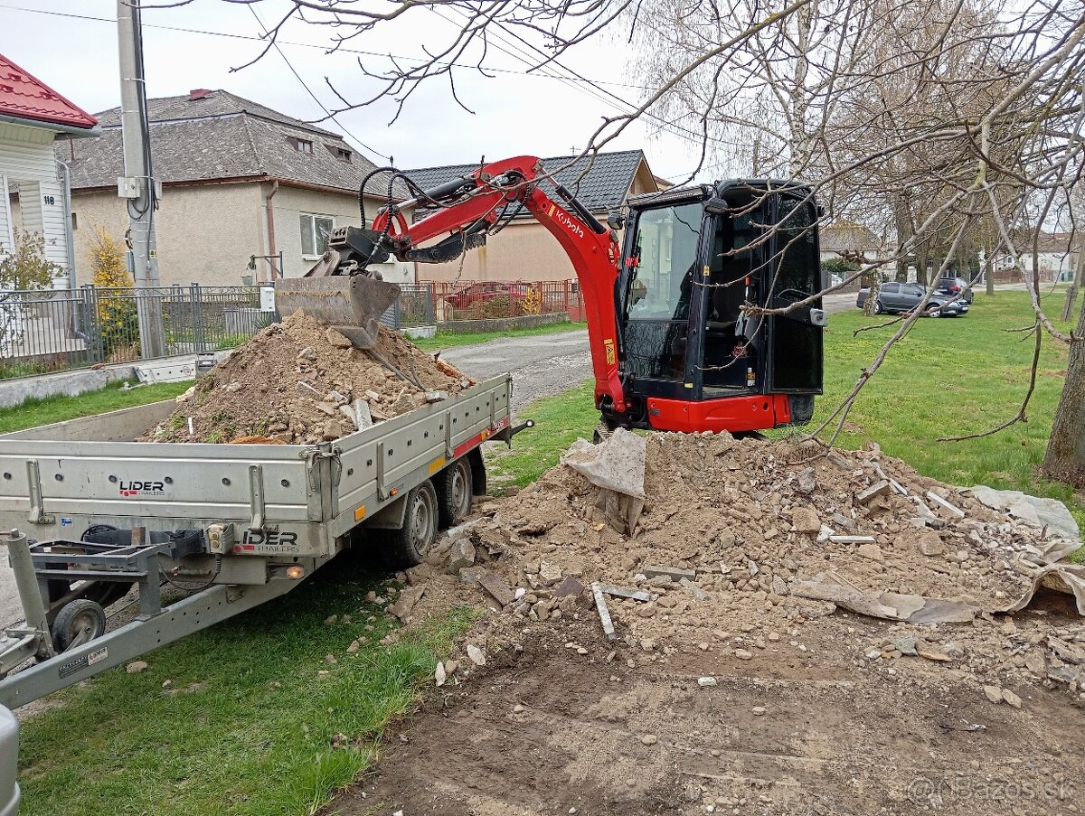 Zemné a Výkopové práce.Minibager,Sklapac.