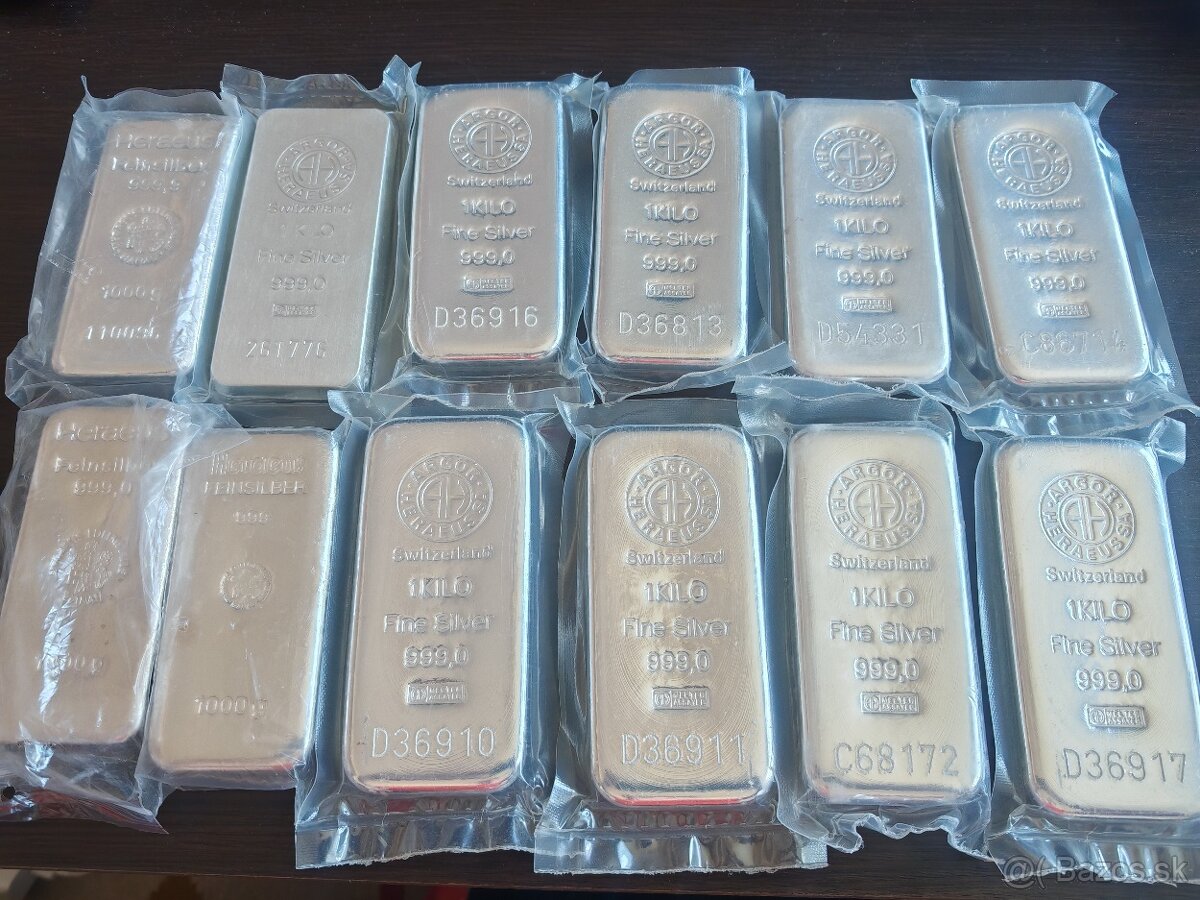 Investičné striebro 1kg tehličky Argor Heraeus