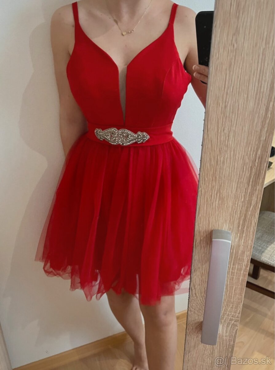 Spoločenské minišaty s opaskom XS