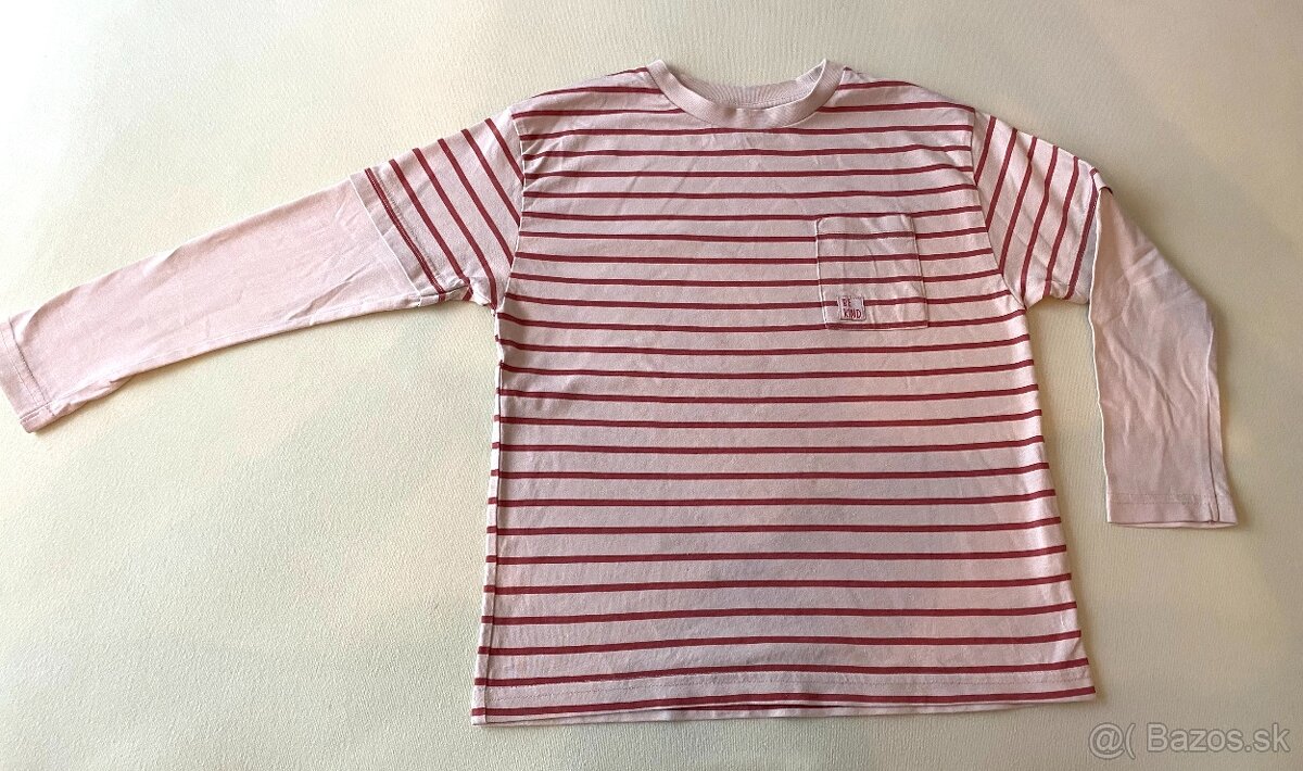 Pruhované bavlnené tričko na 7-8 rokov