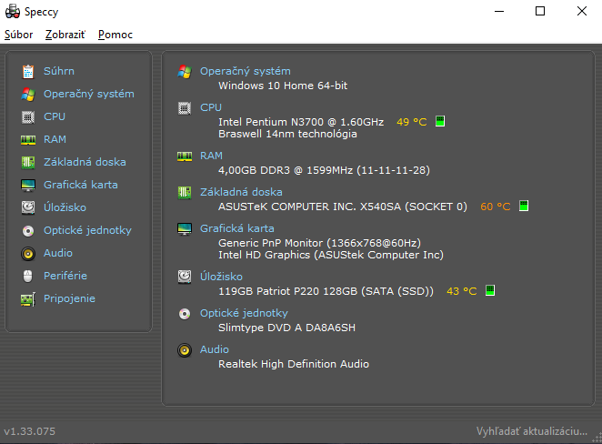 predaj notbúku zn. ASUS
