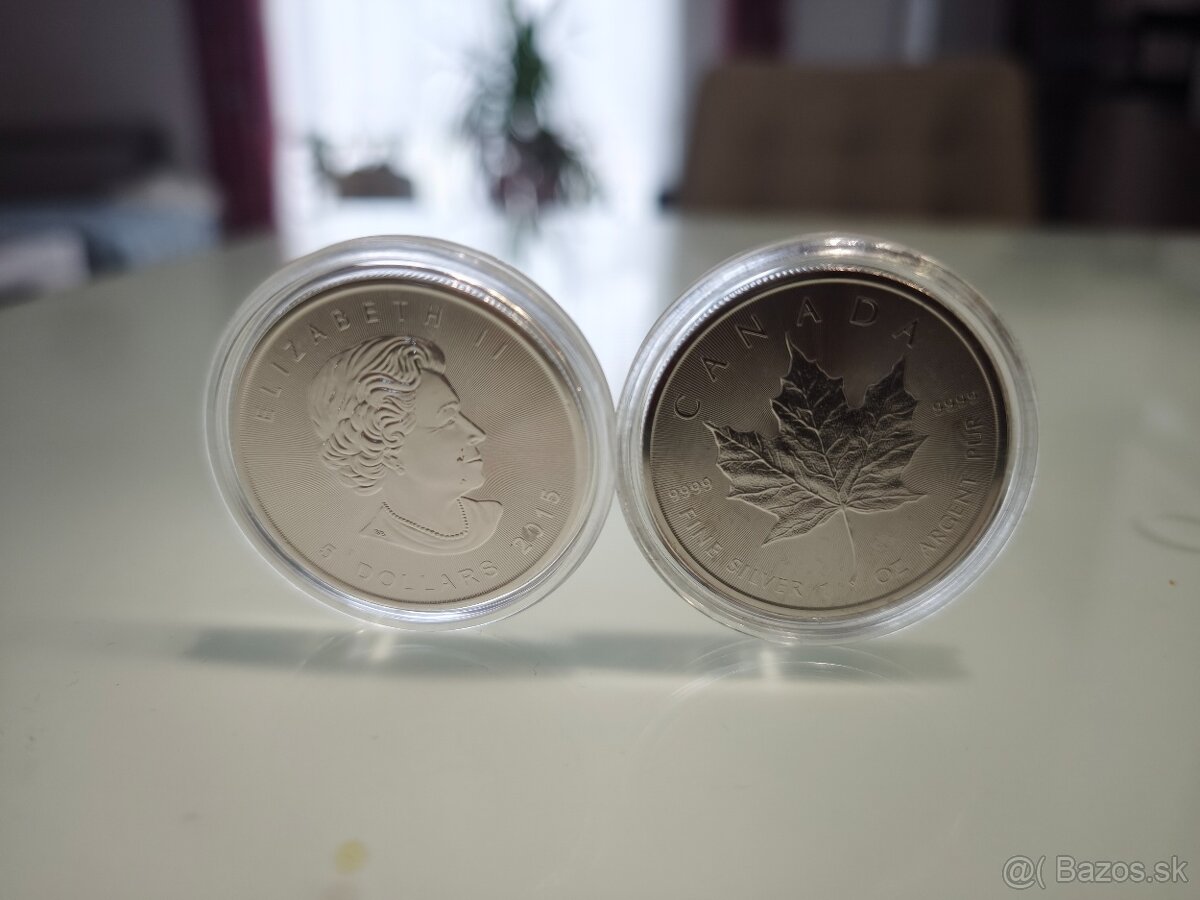 Strieborné mince Maple Leaf 1oz