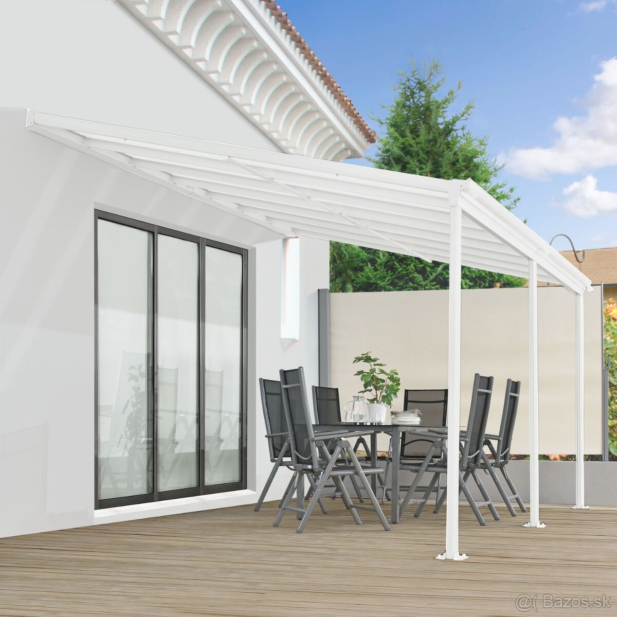 Hliníková pergola Borneo 4 x 3 a 6 x 3 - biela transparentná