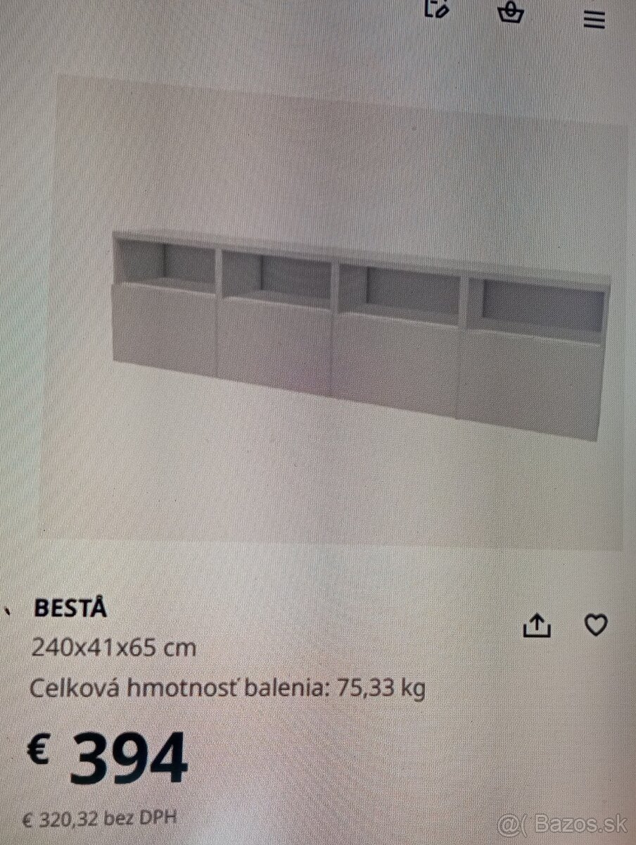skrinka Ikea Besta - biela farba, vysoký lesk.