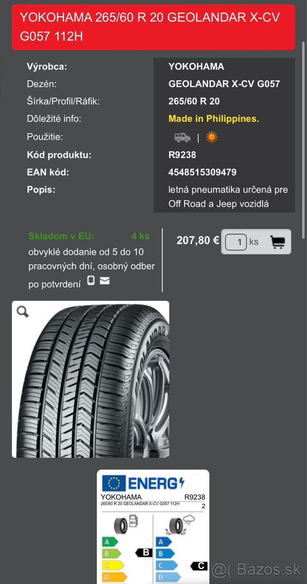 YOKOHAMA GEOLANDAR 265/60 R20
