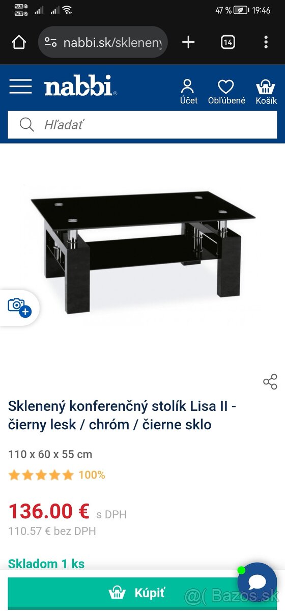 Sklenený čierny stôl
