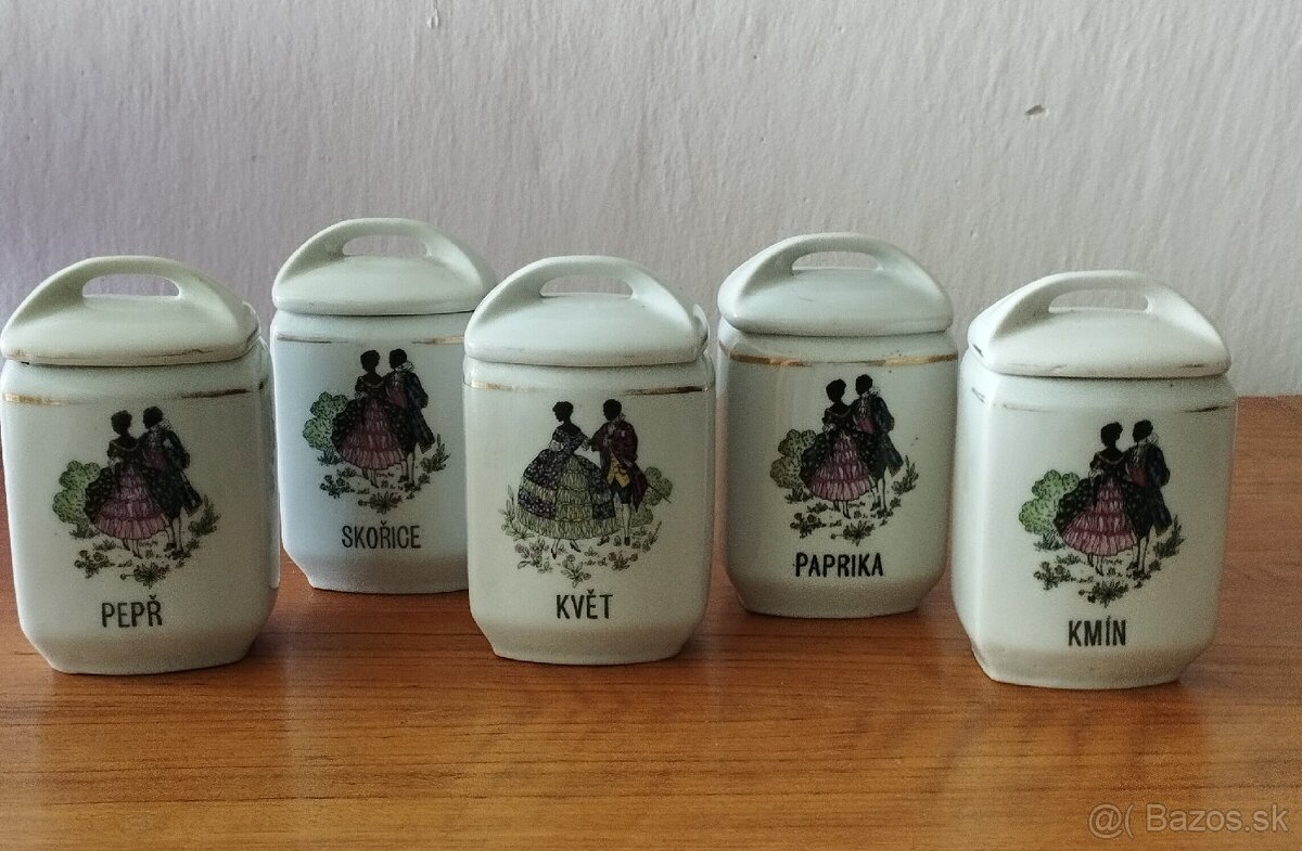 Starožitné porcelánové dózy - 5 ks