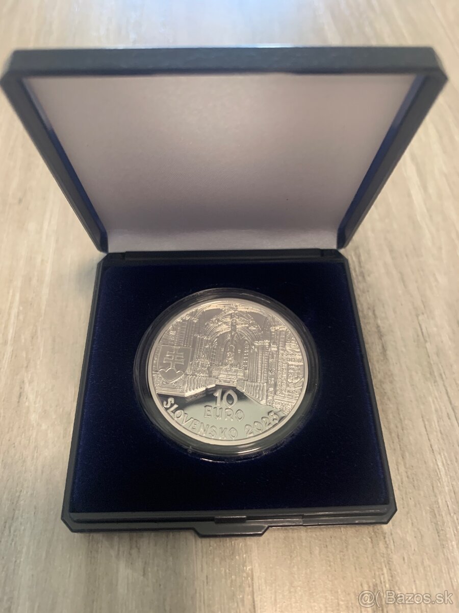 Strieborná 10eurová minca 2025 proof benediktinske opatstvo