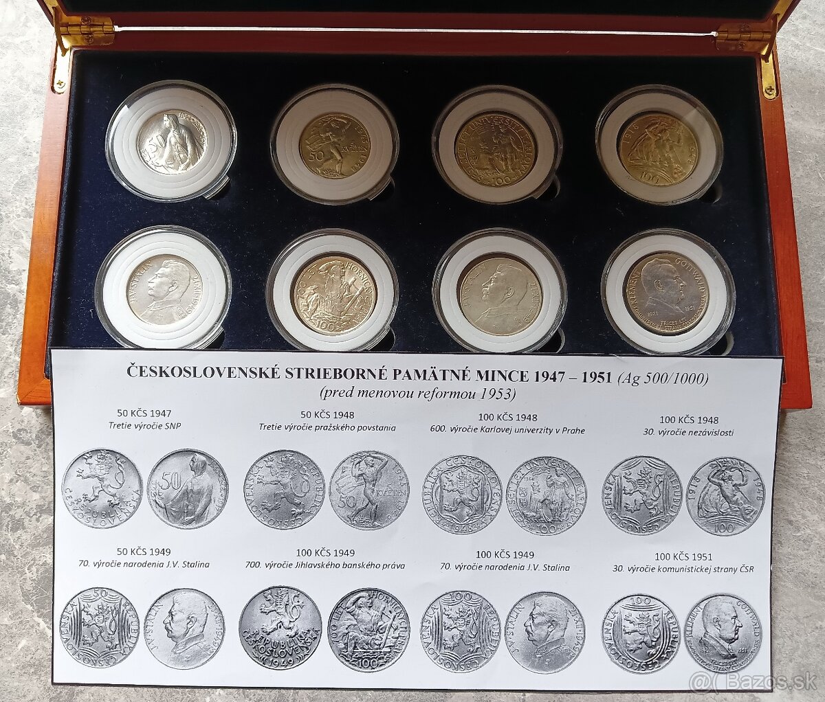 Československé strieborné mince 1947-1951 v boxe