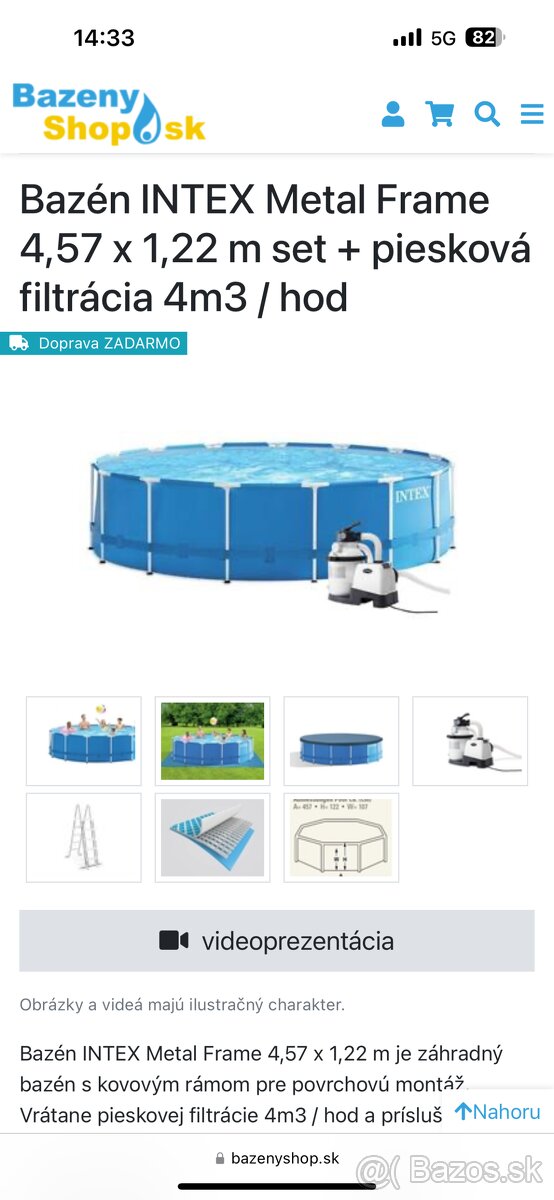 Predám bazén komplet príslušenstvo + Intex solinator
