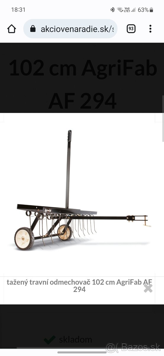 Trávne hrable za traktor