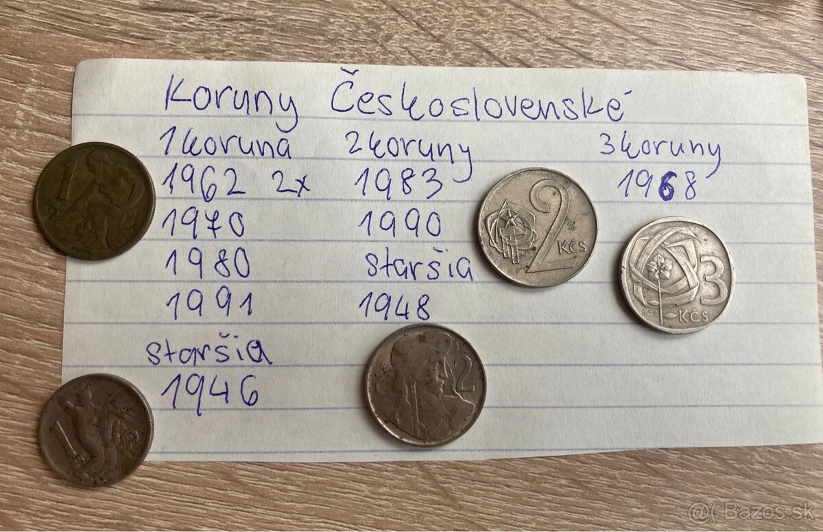 Kčs rôzne ročníka