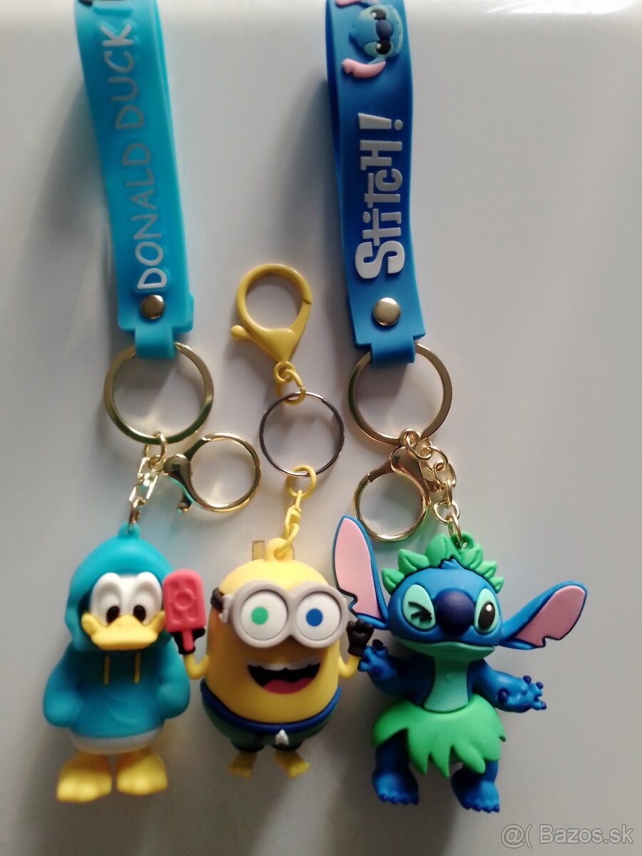 Set 3 príveskov na kľúče - Stitch, káčer Donald, Mimoni