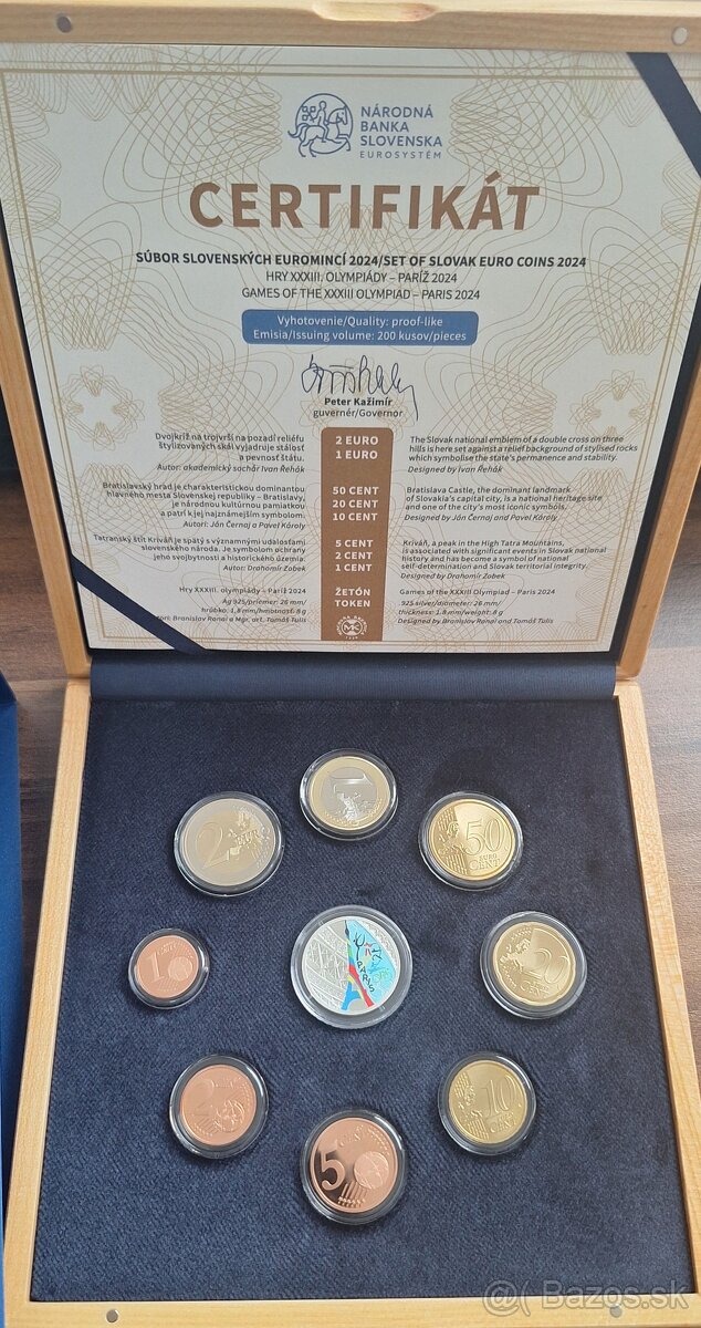 NBS privátna sada v drevenej kazete Paríž 2024 proof