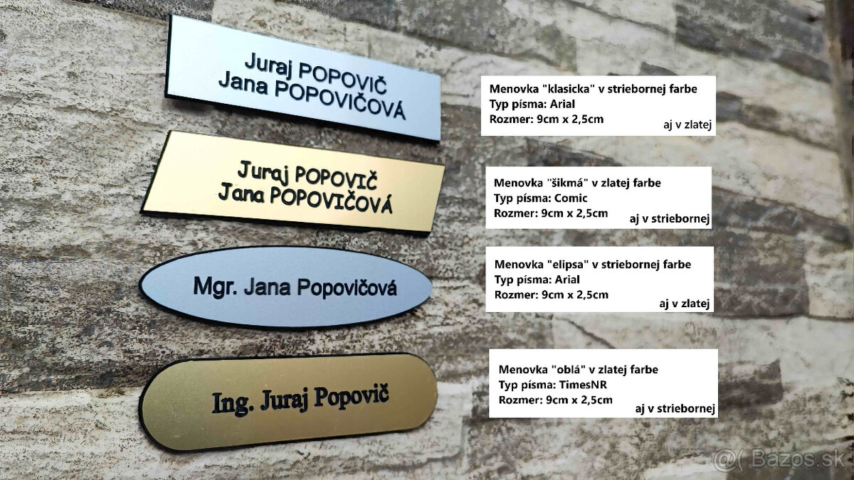 Menovky na dvere, schránky atd...