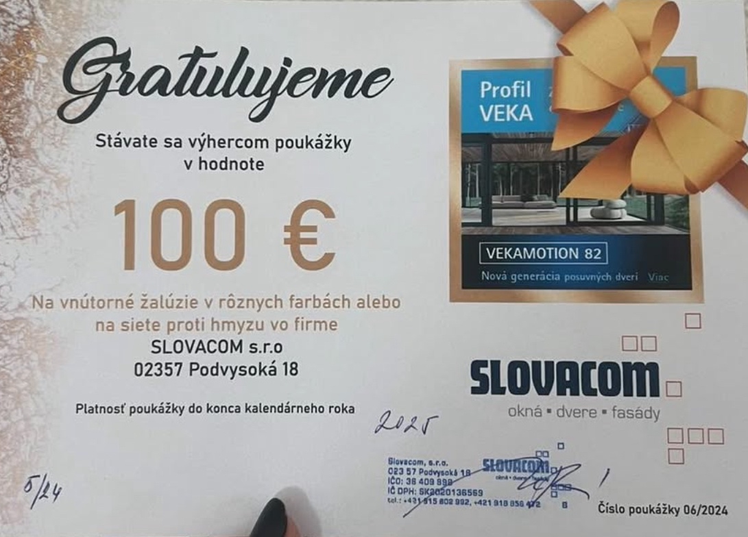 Poukaz na žalúzie a siete proti hmyzu