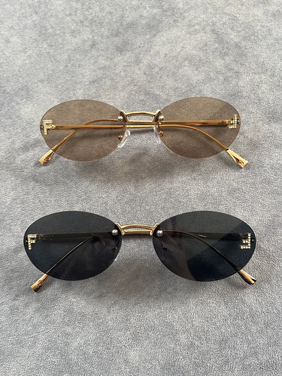 Slnecne damske okuliare Fendi, cierna a sampanske farba