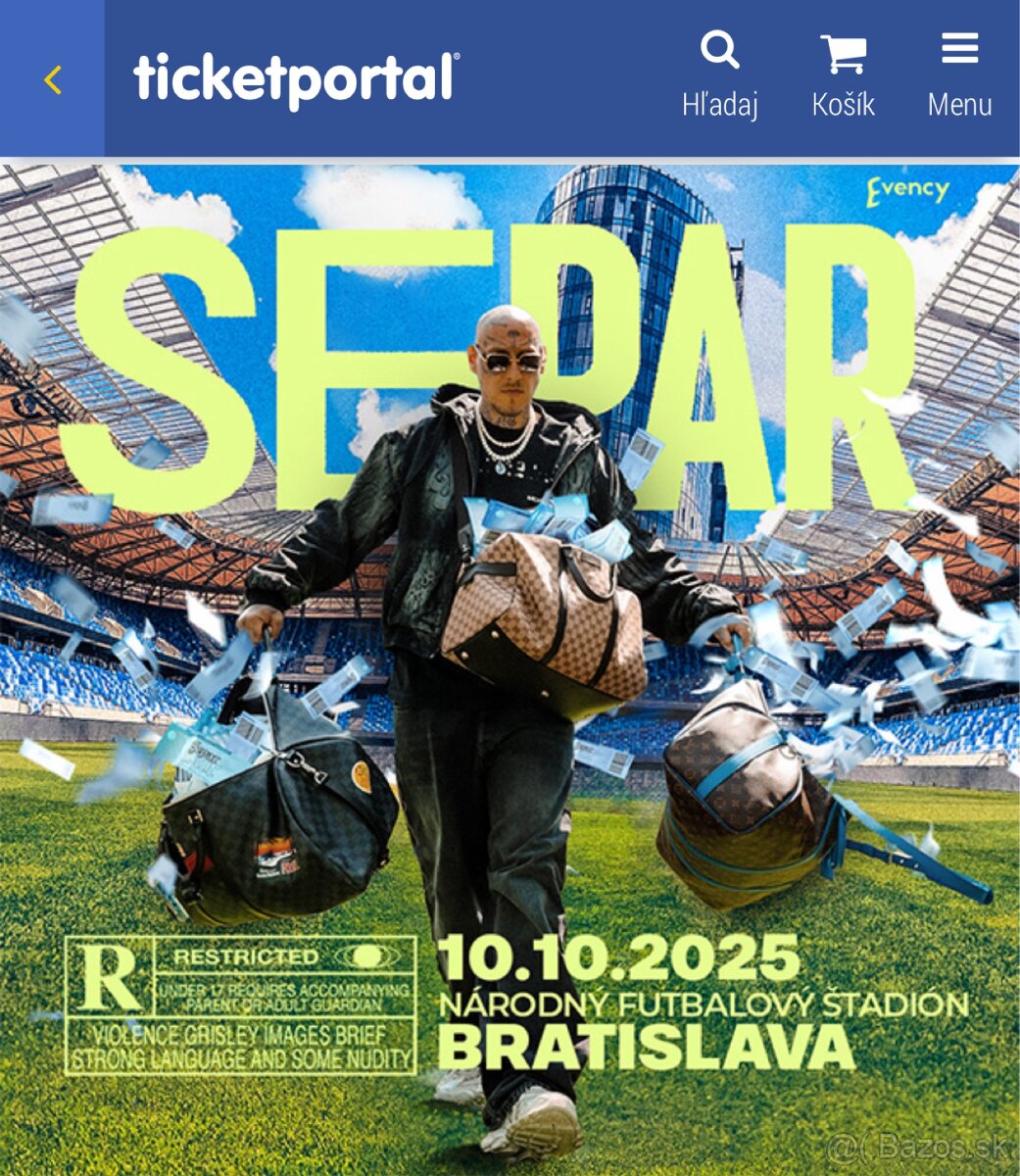 2 lístky Separ koncert Tehelné Pole Sektor A státie