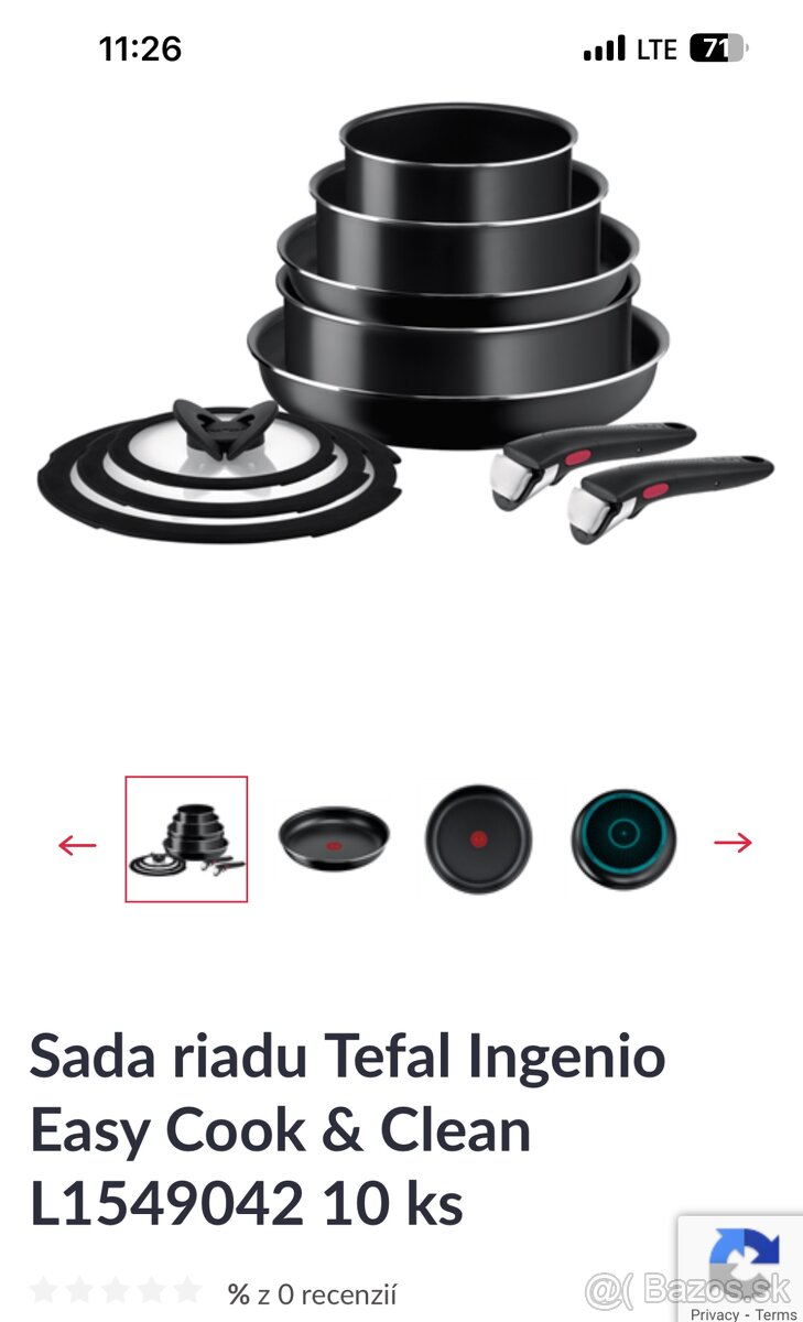 Sada riadu Tefal Ingenio Easy Cook & Clean L1549042 10 ks