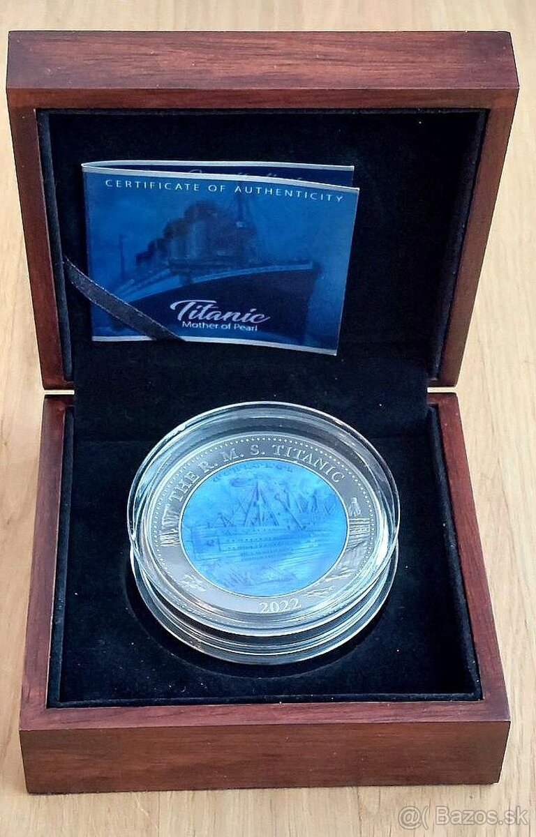 5 oz Titanic stříbrná mince Antique Finish, emise 49 kusů