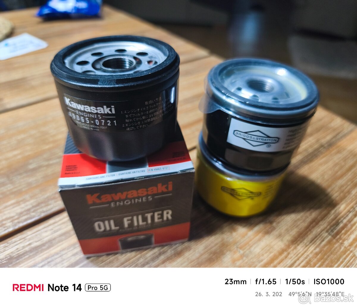 Olejové filtre Briggs & Stratton, Kawasaki