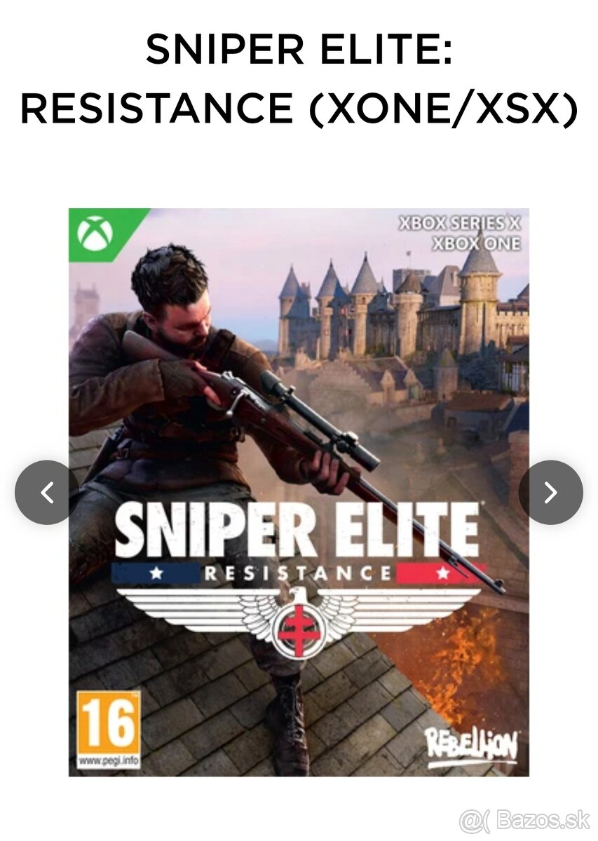 Sniper Elite Resistance Xbox one