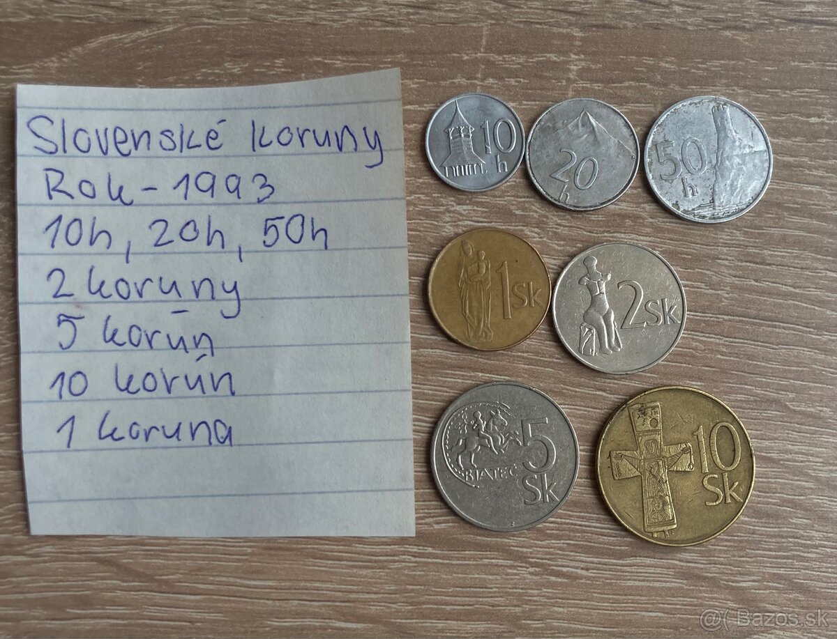 Slovenské koruny zbierka rok 1993