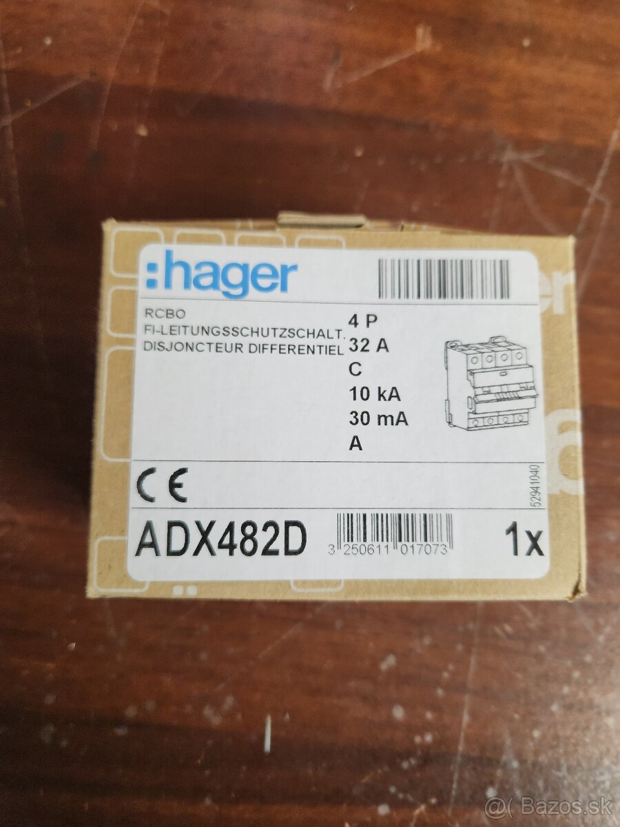 Hager ADX482D 4P RCBO 32A C 30mA – nový