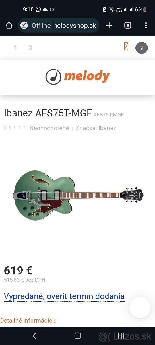 Semiakustická gitara Ibanez AFS