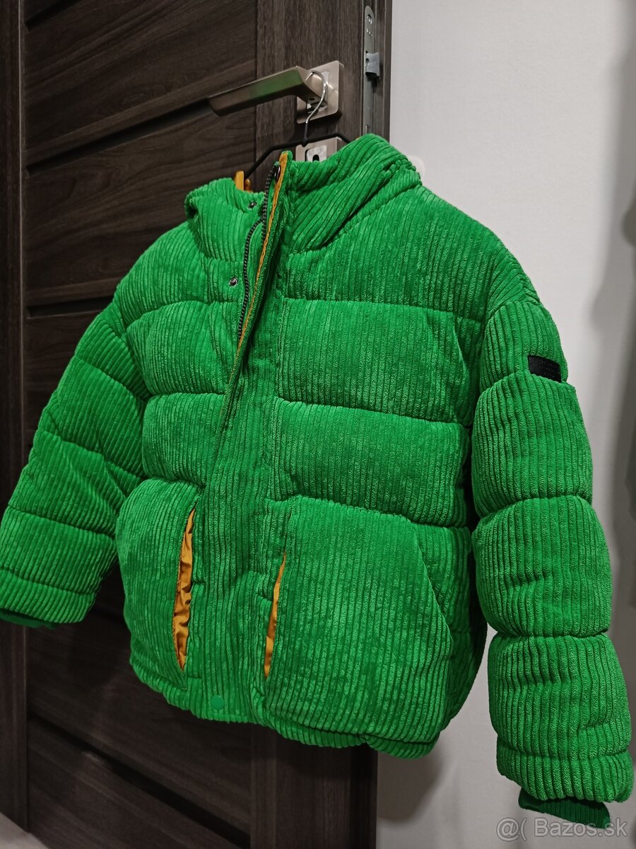 Detská zimná bunda zelená veľ. 128 -NOVÁ-