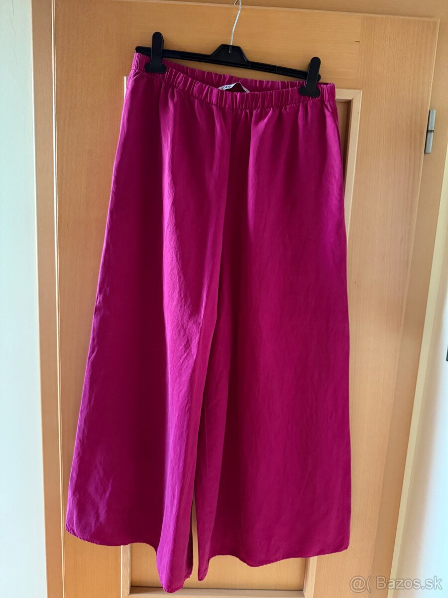Fuchsiové široké Nohavice Zara
