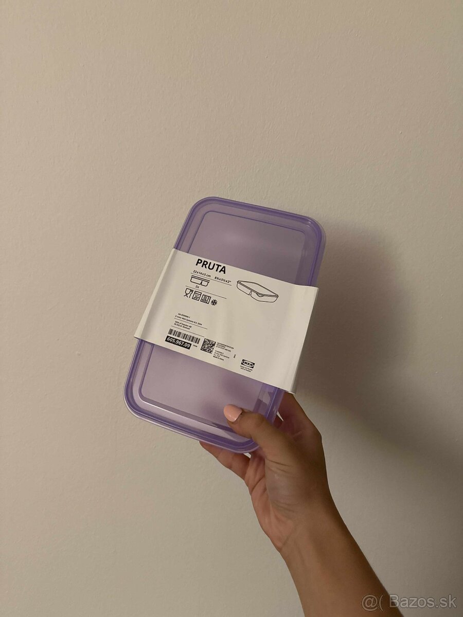 2x fialová dóza na potraviny (22x14x5 cm)