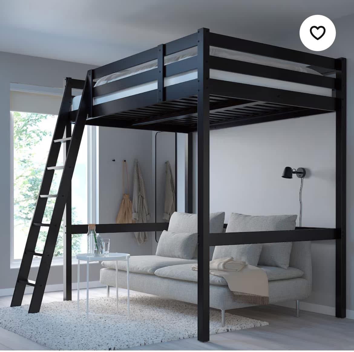 STORÅ (IKEA) 140x200 Poschodová / Vyvýšená čierna postel s