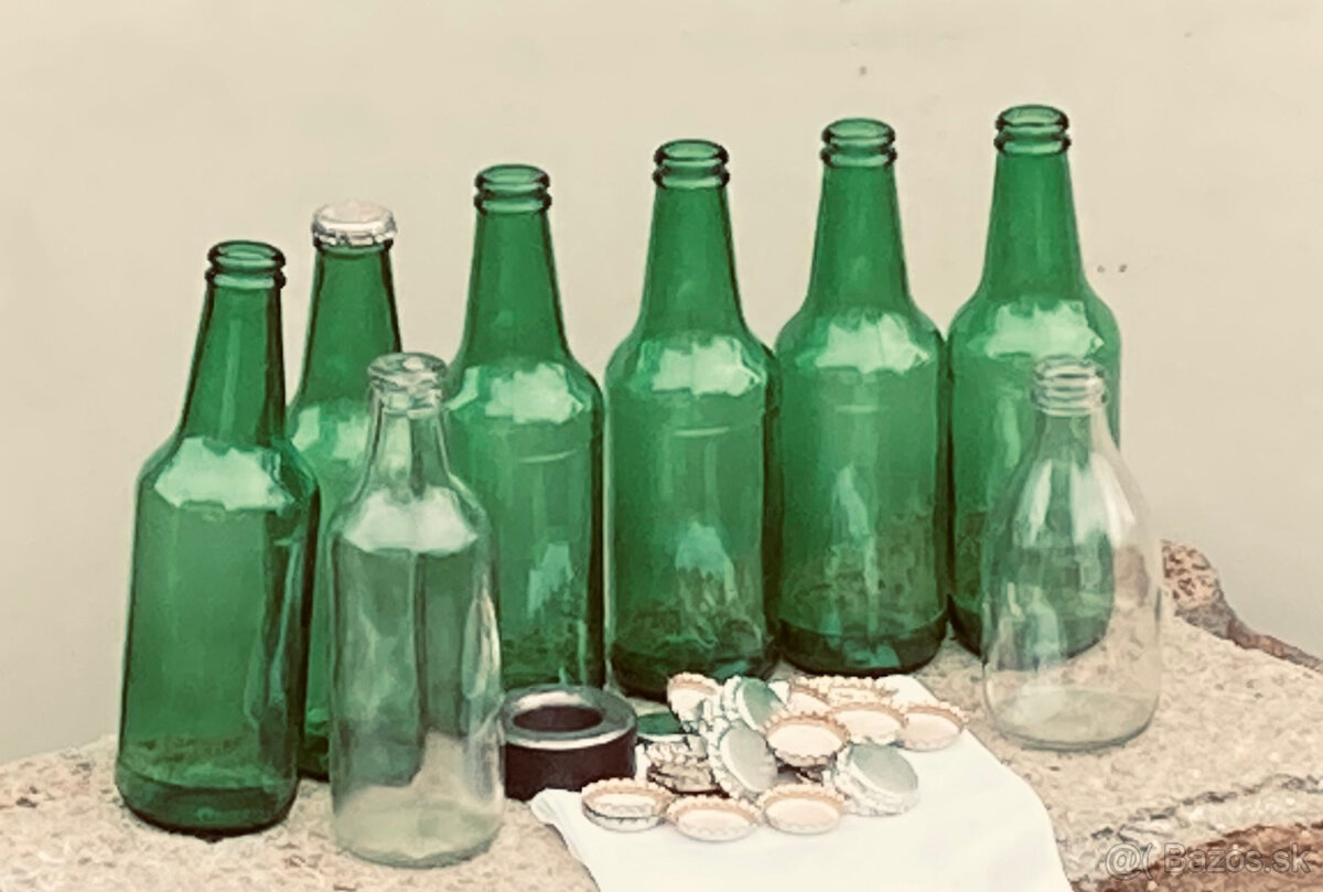 Fľaše sklenené s korunkovým uzáverom 0,3 lit. po 50 centov
