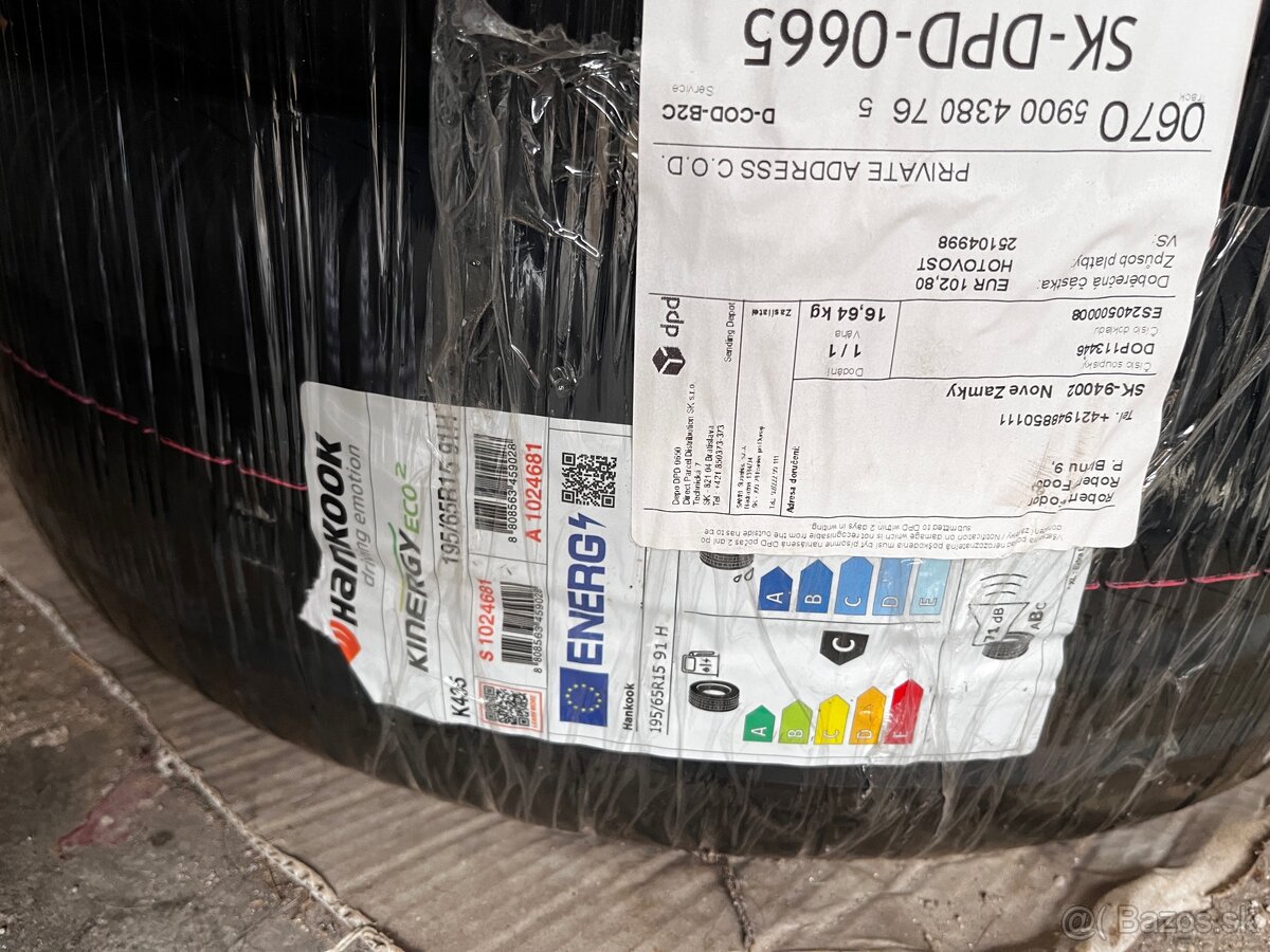 Predám 2ks Hankook kinergy eco 2 195/65/R15 91H