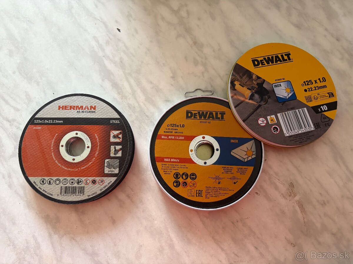 Predám rezné kotúče DeWalt a Herman – 125 mm