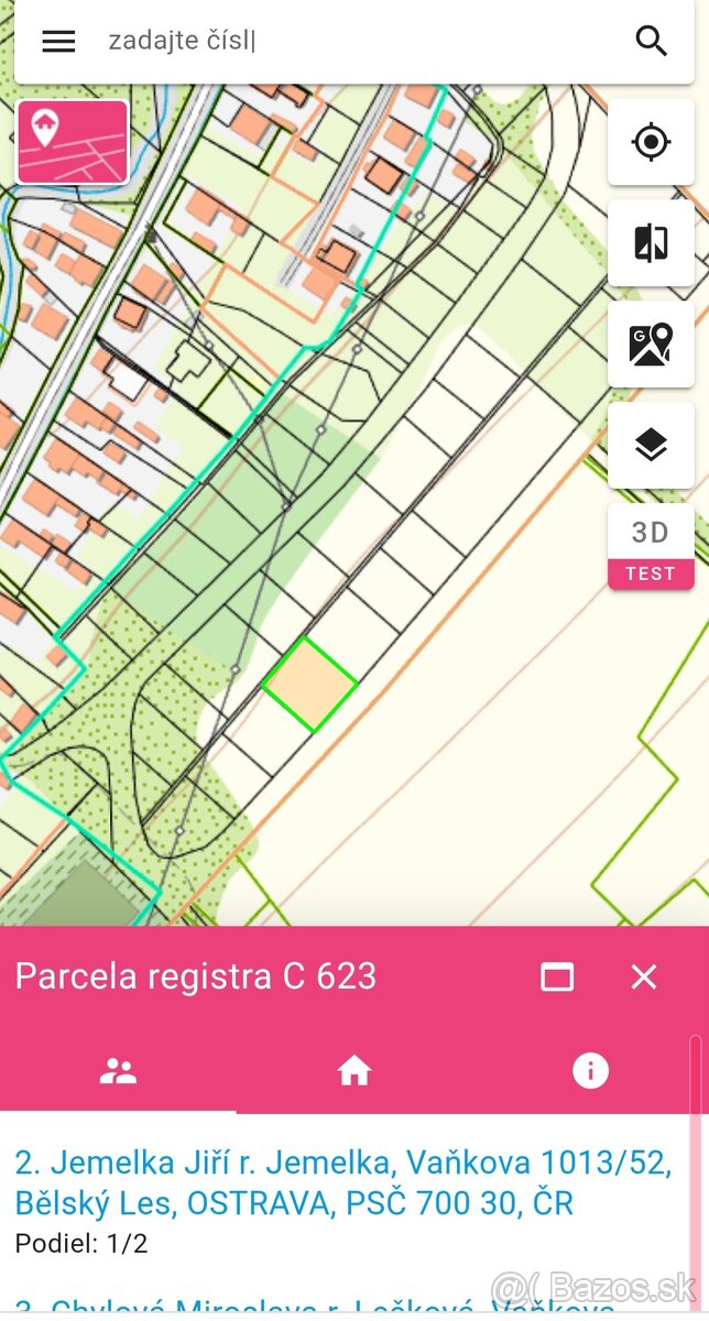 Stavební pozemek Petrovce 881 m2