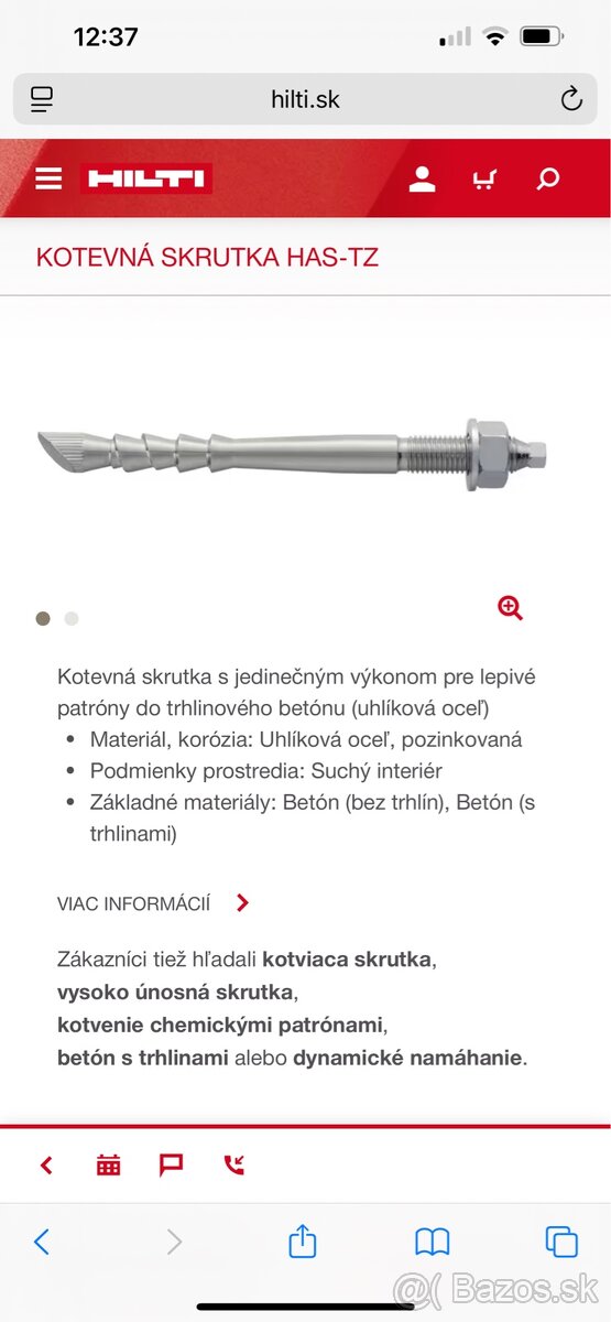 Kotviaca skrutka do betonu