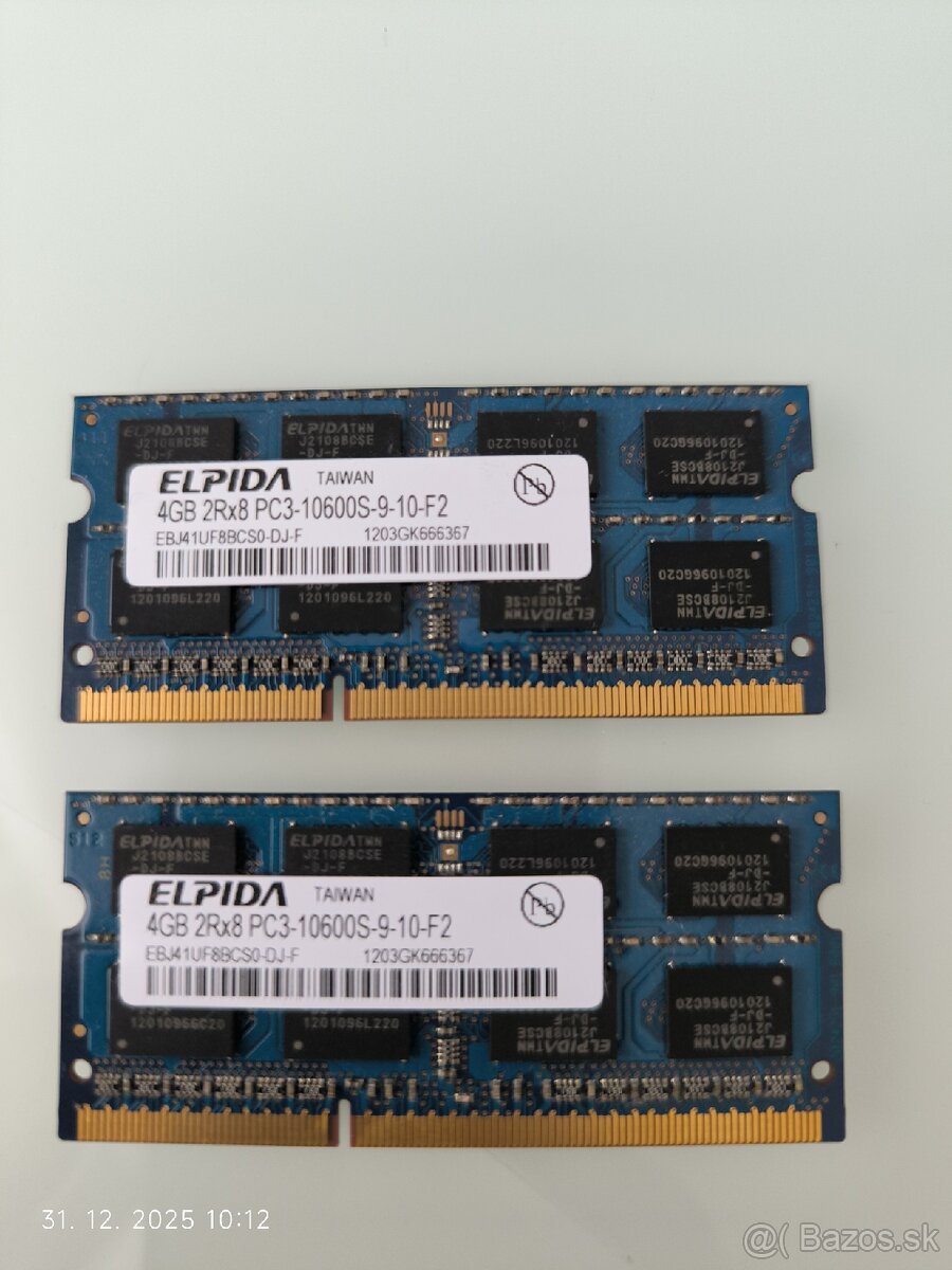 RAM moduly 2x4GB do notebooku