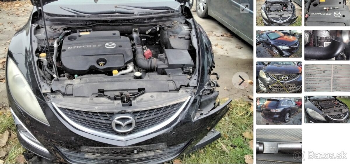 Mazda 6 2011 2.2 D 2011 predám MOTOR R2, DVERE, ZADNÉ SVETLO